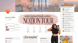 notion tour  FREE template❤️‍🔥simple aesthetic beginnerfriendly amp using a reg planner postgrad [upl. by Ahse]