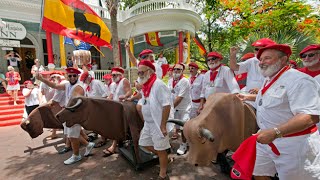 Hemingway LookAlikes Spoof Running Of The Bulls In Key West [upl. by Alexander]