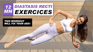 Exercises For DIASTASIS RECTI  BEST 12 Min Workout To Heal Your Ab Separation with instructions [upl. by Eelnodnarb]