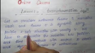 Lorentz transformation equation bsc Hindi and English [upl. by Annair]