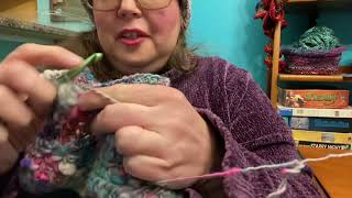 Crocheting with hand spun art yarn  No Talking [upl. by Eidlog]