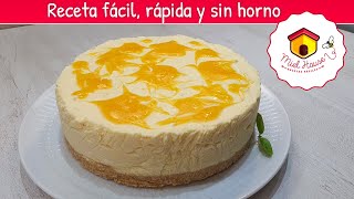 CHEESECAKE de duraznos SIN HORNO muy fácil y rápido [upl. by Swee]