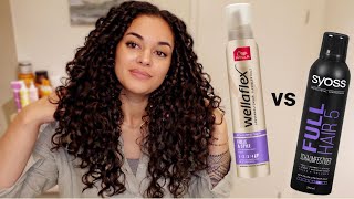 WELLAFLEX FÜLLE amp STYLE VS SYOSS FULL HAIR 5 ✨  Schaumfestiger Vergleich an 3A3B Locken  IamAniva [upl. by Retha]