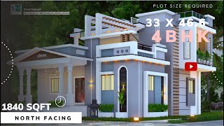 33 X 466  NORTH FACING  4BHK  1840SQFT  BUNGLOW PLAN DESIGN BY smplans3dhousedesign [upl. by Coleen]