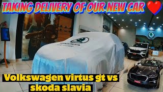 New car Delivery from Skoda Skoda slavia 15 tsi vs Volkswagen virtus gt💀skoda volkswagen [upl. by Scrope]