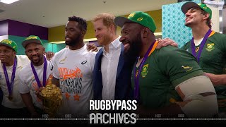 When Prince Harry celebrated with the Springboks after Rugby World Cup final  RugbyPass Archives [upl. by Ylrehc]