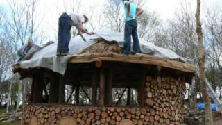 Building a Roundhouse with woodhenge and cobwood [upl. by Durston716]