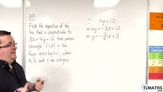 GCSE Maths A9h34 Finding a Perpendicular Line Method 2 [upl. by Rockel936]