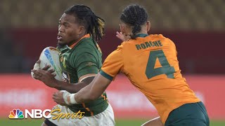 Highlights South Africa roars past Australia in Rugby Sevens Series Seville final  NBC Sports [upl. by Nakeber141]