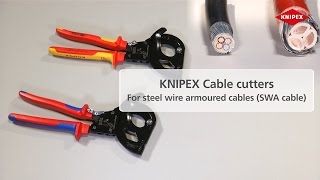 KNIPEX Cable Cutters for steel wire armoured cable SWA cable [upl. by Lateh706]