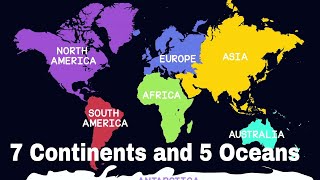 7 Continents and 5 Oceans of the World  Geography for Kids  Educational Videos  The openbook [upl. by Placidia]