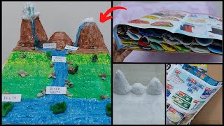 DIY River model using waste pamphlet amp cardboard  Easy school project  River model for kids school [upl. by Westhead]