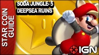 New Super Mario Bros U 3 Star Coin Walkthrough  Soda Jungle5 Deepsea Ruins [upl. by Aicilak]