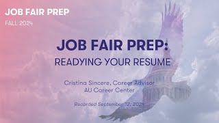 Fall 2024 Job Fair Prep Readying Your Resume [upl. by Aelsel]