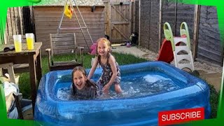 Outdoor Paddling Pool Fun With Evie and Leah  Entertainment for Kids Outside  Fun in Water [upl. by Beane3]