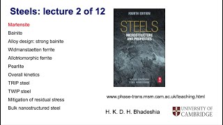 Steels martensitic transformation part 2 Lecture 2 of 12 [upl. by Cleavland]