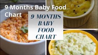 9 Months Baby Food Chart  Indian Baby Food Recipes [upl. by Maire]