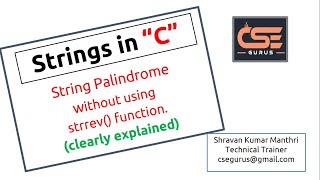 8 String Palindrome without strrev [upl. by Blondelle]