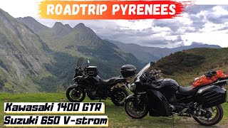 Road trip Moto Pyrénées Suzuki 650 Vstrom et Kawa 1400GTR [upl. by Philis281]