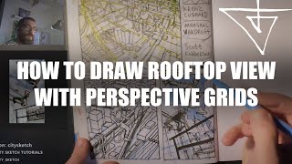 HOW TO DRAW ROOFTOP VIEW WITH PERSPECTIVE GRIDS [upl. by Alleynad853]