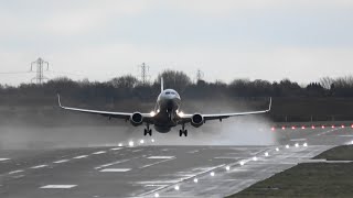 Storm Eunice  Birmingham Airport crosswind landings and departures 180222 [upl. by Giardap]