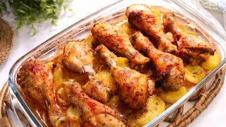 Pollo al Horno Asado con Patatas y Cebolla  Receta muy Fácil Abundante y Económica [upl. by Oberheim]