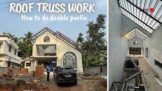 എലി കയറുമോ How to fabricate DOUBLE PURLIN Truss Roof  Ongoing Site at Calicut  by AtticLab [upl. by Willdon]