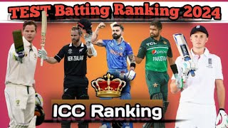 Icc ranking 2024icc test batsman ranking 2024test batting ranking 2024test k top 10 batsman 2024 [upl. by Atikel]