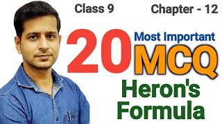 20 most important MCQ Herons Formulla  chapter  12  Class 9  Maths  by Nitin Ahlawat [upl. by Einwahr]