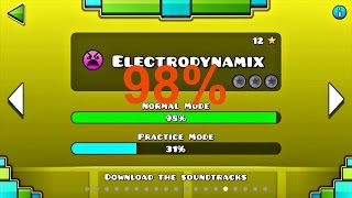 Geometry dash  Electrodynamix 98 all coins [upl. by Rossner]