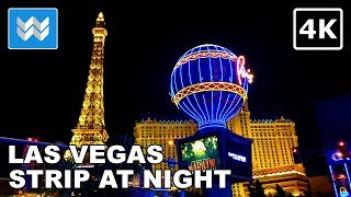 4K Las Vegas Strip at Night  2 Hour Virtual Walking Tour amp Travel Guide [upl. by Kale244]