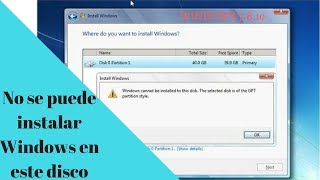 No se puede instalar Windows en este disco Solución 2018 [upl. by Norrehs726]