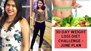 30 days Weight Loss DIET CHALLENGE  JUNE  How to count Calories Daily chart Monthly Indian diet [upl. by Naus]