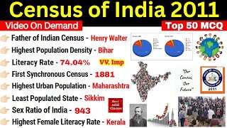 Census of India 2011  जनगणना 2011  Most Important Questions  Census 2011 MCQs  Census Gk Trick [upl. by Tiffy935]