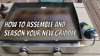 Opening Unboxing Seasoning Blackstone tabletop griddle  22 inch portable gas grill [upl. by Cope]