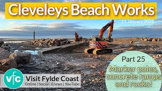 New Year  New Tour of Cleveleys Beach Works  poles ramps and rocks [upl. by Einnok]