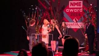 NME Awards 2014  Haim Accept Best International Band [upl. by Goodden]