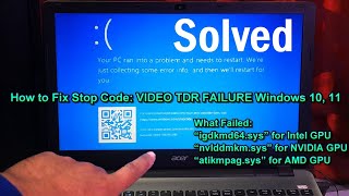 How to Fix Stop Code VIDEO TDR FAILURE Windows 10 11 [upl. by Boni]