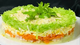 MIMOSA Salad recipe in Malayalam Salad CakeRussion SaladLayred SaladTrending Salad [upl. by Kara622]