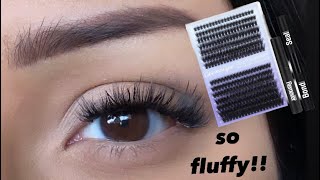 DIY Lash Clusters Fluffy Eyelash Extension Kit Amazon Geeneiya [upl. by Suk]