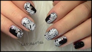 Elegantes schwarzweiß Nageldesign Maniküre  Elegant black amp white Nailart Manicure [upl. by Teyugn]