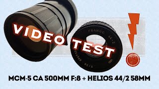 Mirror Lens MCM 5CA 500mm F8  Helios 442 58mm Video Test [upl. by Jerome]