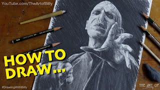 How to Draw Lord Voldemorts Portrait from Harry Potter for Beginners Ralph Fiennes [upl. by Melinda191]