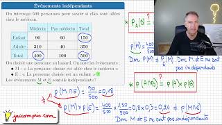 Comment savoir si des évènements sont indépendants ou pas • exemple détaillé • première spé amp option [upl. by Kinchen]