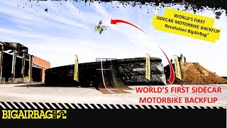 WORLDS FIRST SIDECAR MOTORBIKE BACKFLIP  Revolution BigAirBag® [upl. by Maxim]