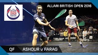 Squash Ashour v Farag  Allam British Open 2016  Mens QF Highlights [upl. by Grevera990]