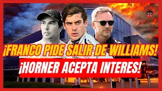 FRANCO Pide su salida de WILLIAMS para ir a Red Bull Horner ACEPTA INTERES [upl. by Redman877]