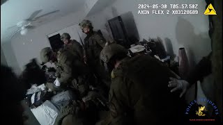 Bodycam footage of SWAT officers shooting a man who was armed inside an apartment with his mother [upl. by Ainirtak]