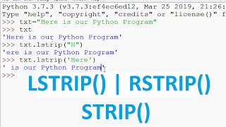 Built in String functions in Python  RSTRIP  LSTRIP  STRIP  Python Tutorials [upl. by Sterling]