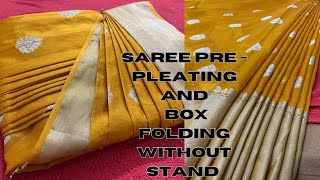 SAREE PREE  PLEATING AND BOX FOLDING WITHOUT STAND  STEP BY STEP SAREE TUTORIAL  KANNADA [upl. by Names829]